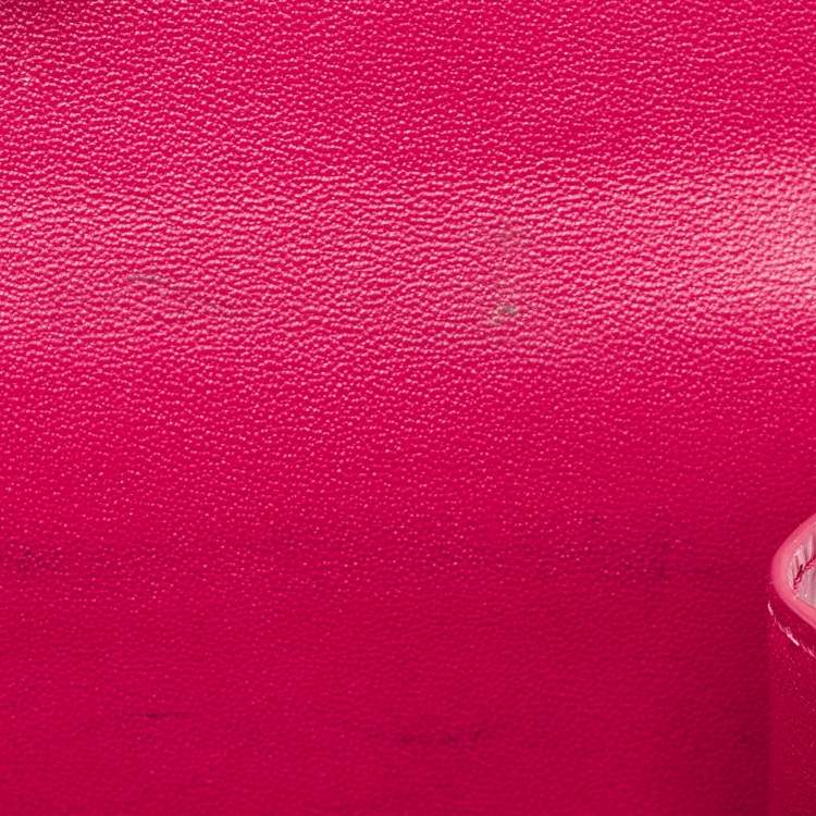 Pre Owned Prada Pink Vitello Move Leather Envelope Trifold Compact Wallet