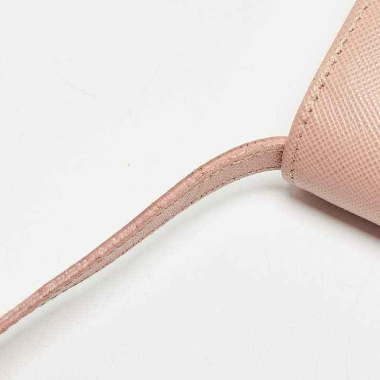 Pre Owned Prada Pink Saffiano Metal Leather Flap Strap Wallet 