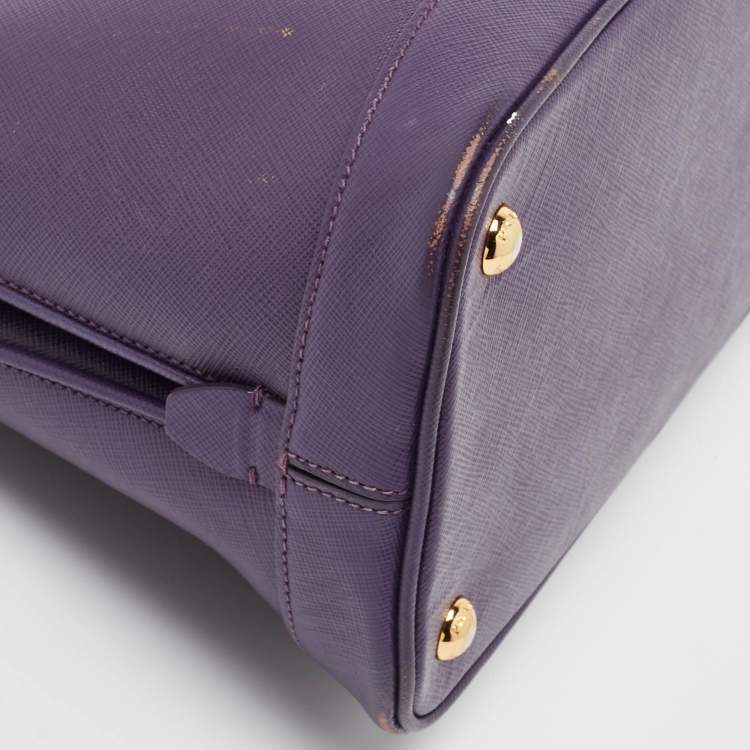 Pre Owned Prada Purple Saffiano Lux Leather Medium Promenade Satchel