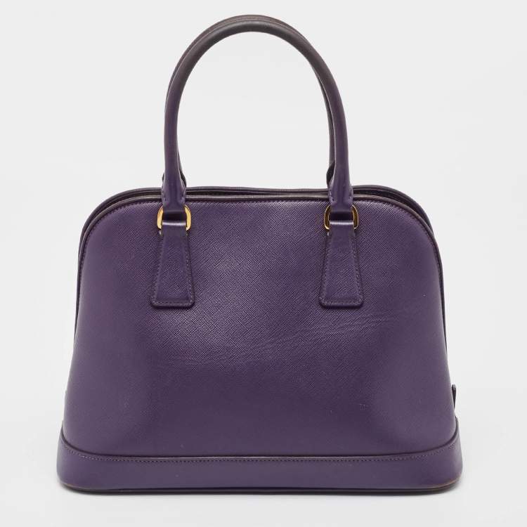Pre Owned Prada Purple Saffiano Lux Leather Medium Promenade Satchel