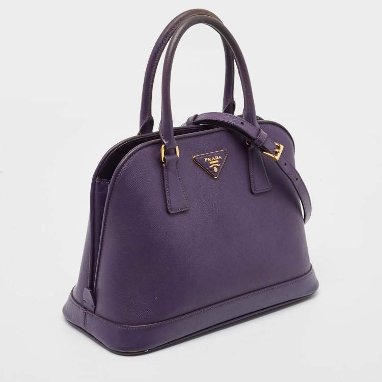 Pre Owned Prada Purple Saffiano Lux Leather Medium Promenade Satchel