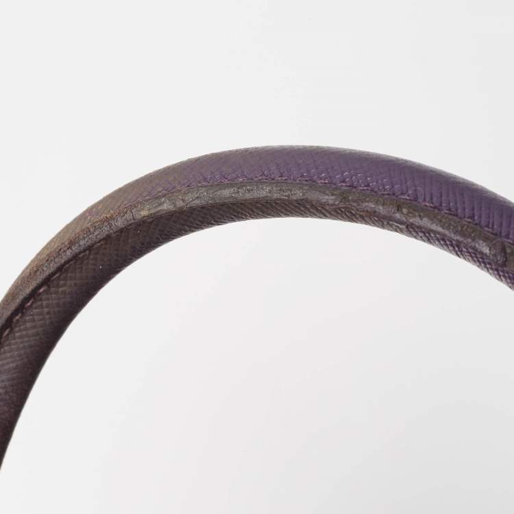 Pre Owned Prada Purple Saffiano Lux Leather Medium Promenade Satchel