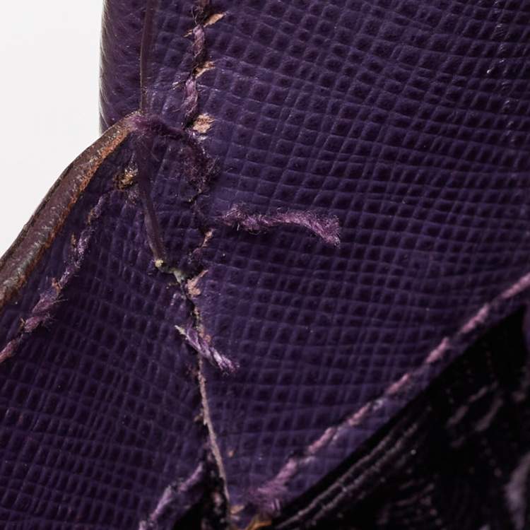 Pre Owned Prada Purple Saffiano Lux Leather Medium Promenade Satchel