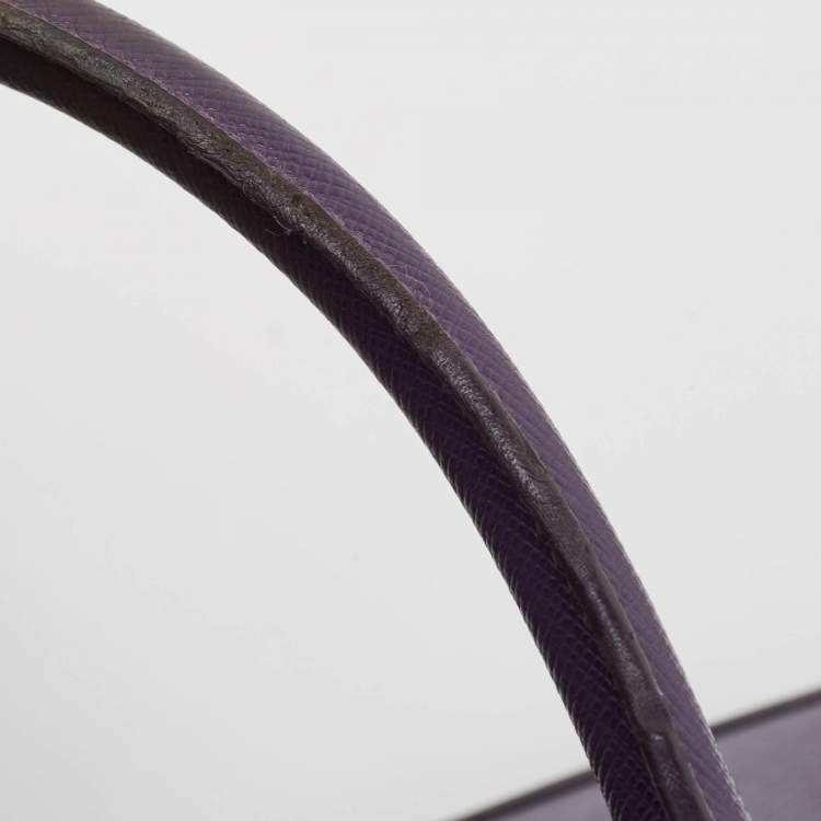 Pre Owned Prada Purple Saffiano Lux Leather Medium Promenade Satchel