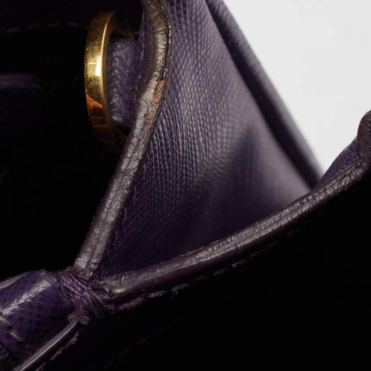 Pre Owned Prada Purple Saffiano Lux Leather Medium Promenade Satchel