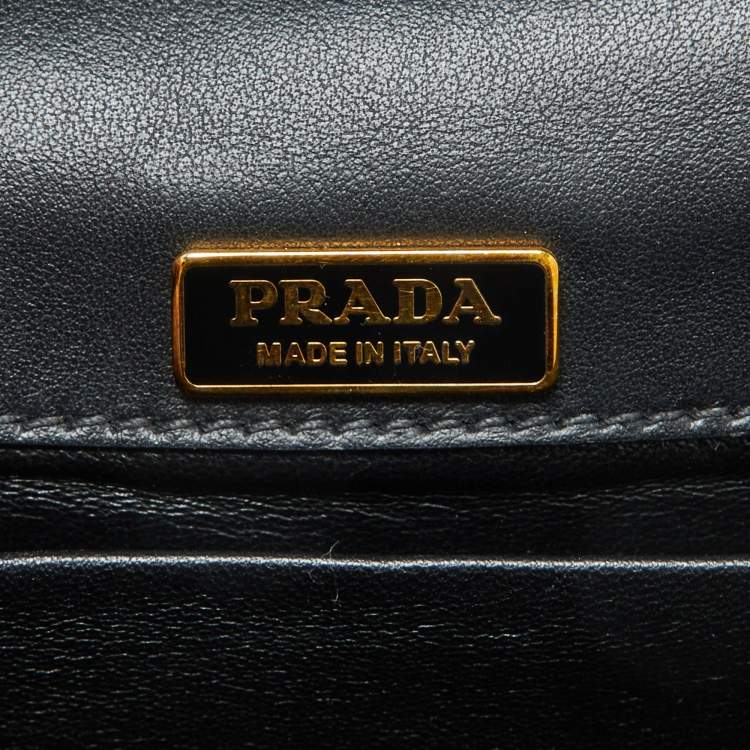 Pre Owned Prada Black Leather City Calf Pionnière Saddle Shoulder Bag