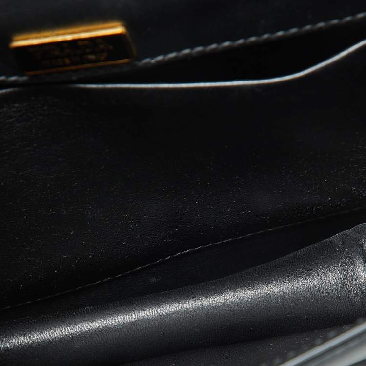 Pre Owned Prada Black Leather City Calf Pionnière Saddle Shoulder Bag