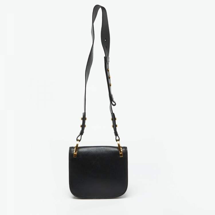 Pre Owned Prada Black Leather City Calf Pionnière Saddle Shoulder Bag