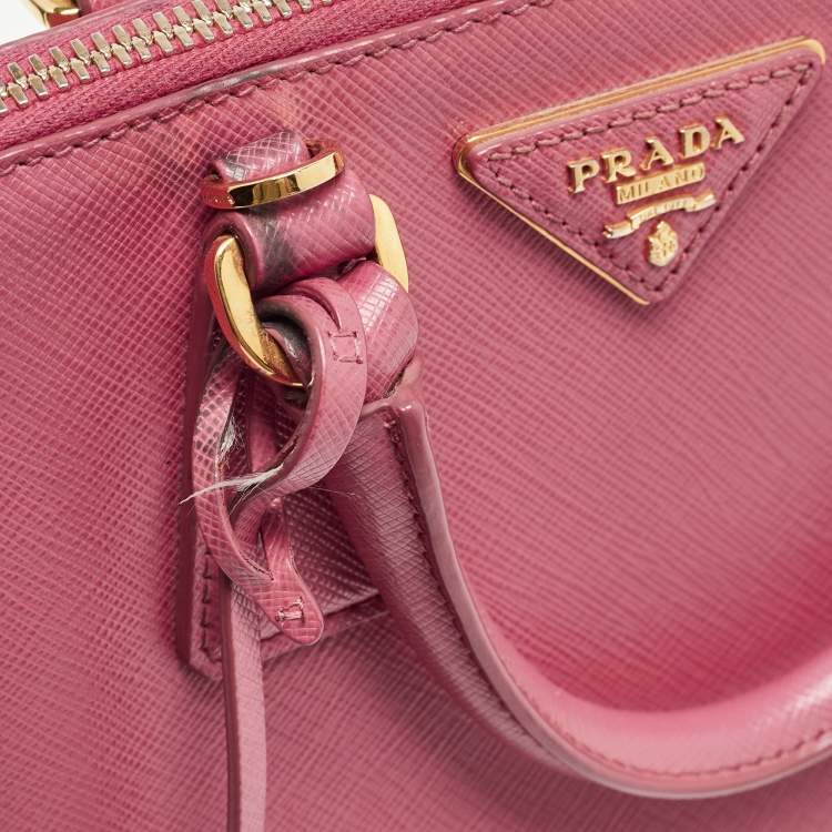 Pre Owned Prada Pink Saffiano Lux Leather Small Promenade Satchel