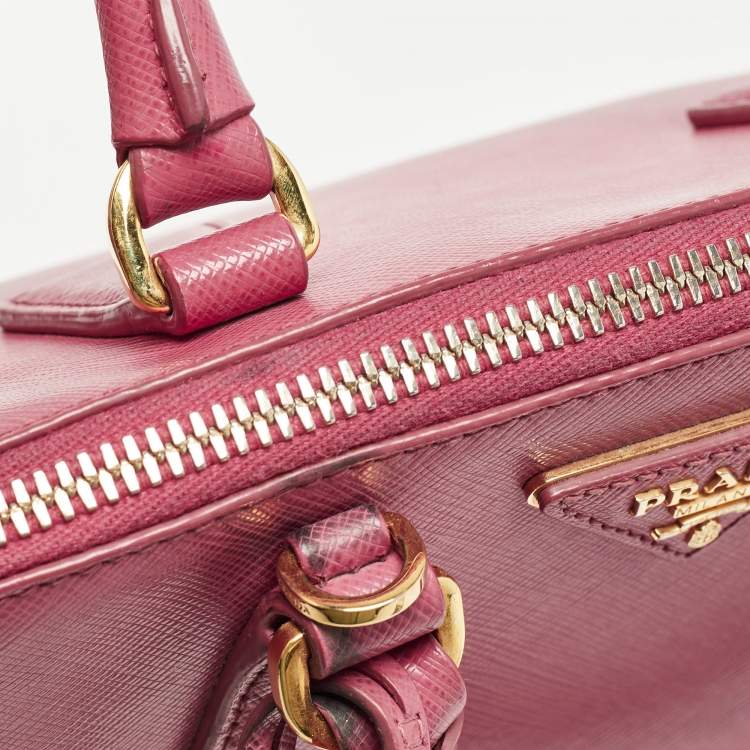 Pre Owned Prada Pink Saffiano Lux Leather Small Promenade Satchel