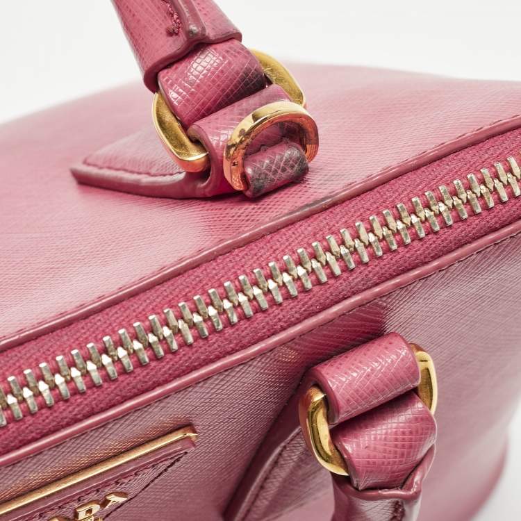 Pre Owned Prada Pink Saffiano Lux Leather Small Promenade Satchel