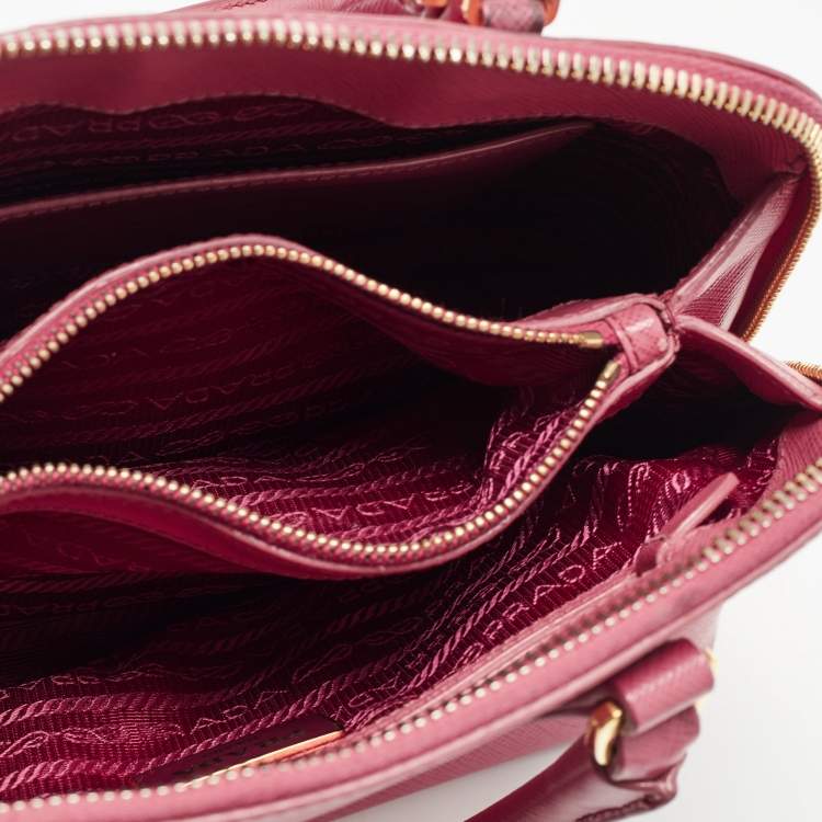 Pre Owned Prada Pink Saffiano Lux Leather Small Promenade Satchel