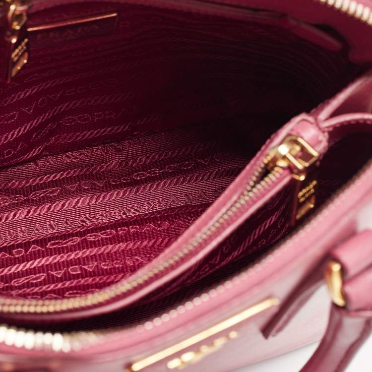 Pre Owned Prada Pink Saffiano Lux Leather Small Promenade Satchel