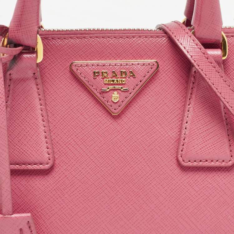Pre Owned Prada Pink Saffiano Lux Leather Small Promenade Satchel