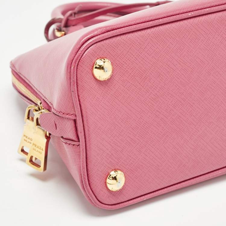 Pre Owned Prada Pink Saffiano Lux Leather Small Promenade Satchel