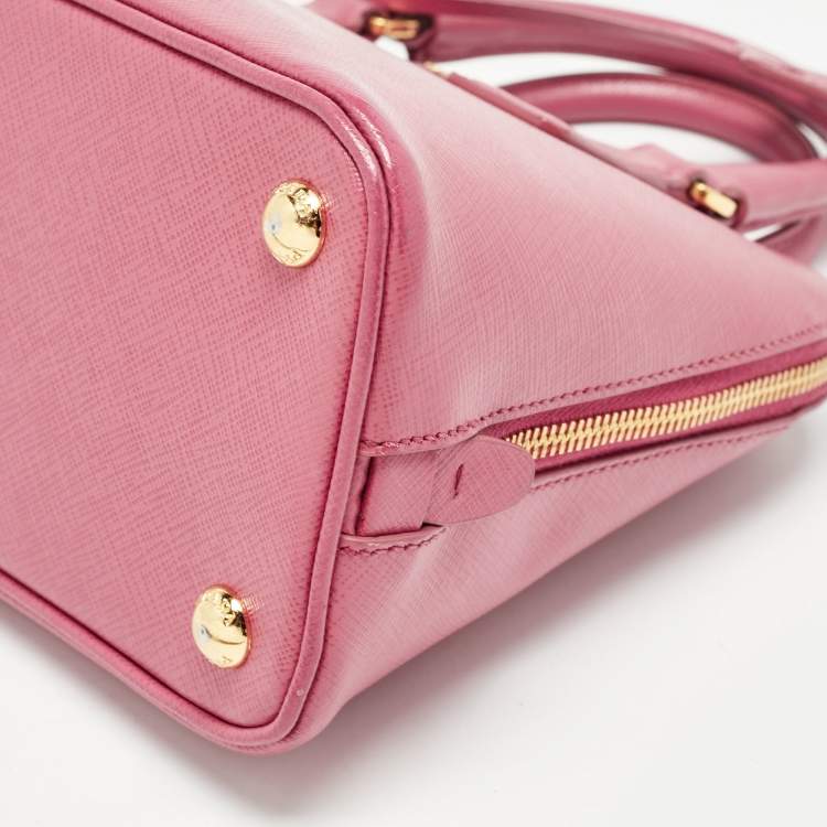 Pre Owned Prada Pink Saffiano Lux Leather Small Promenade Satchel