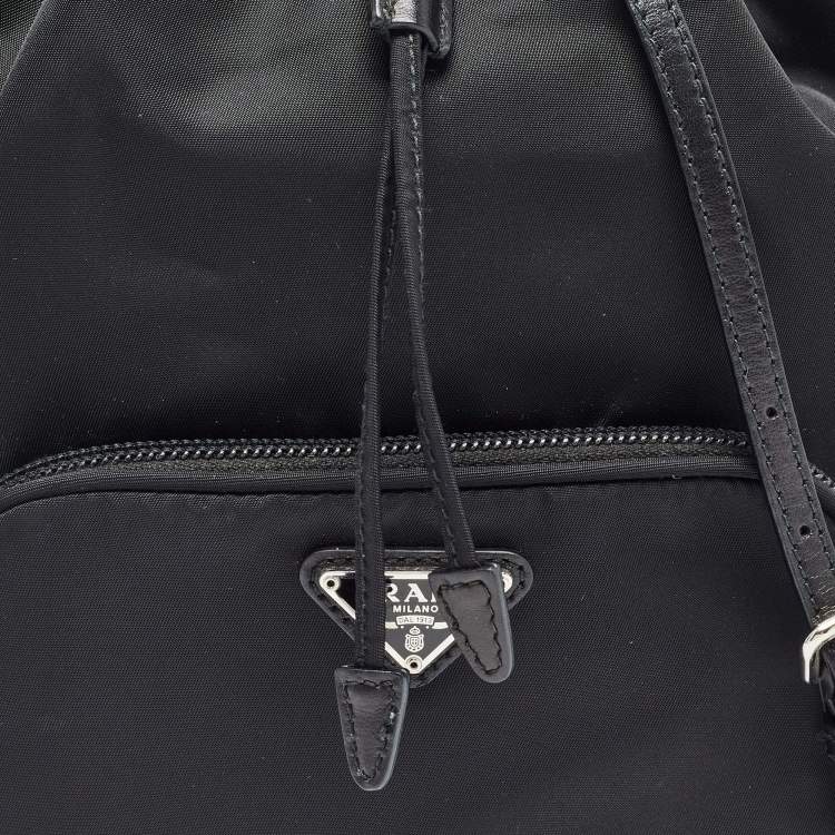 Pre Owned Prada Black Nylon Duet Drawstring Bucket Bag