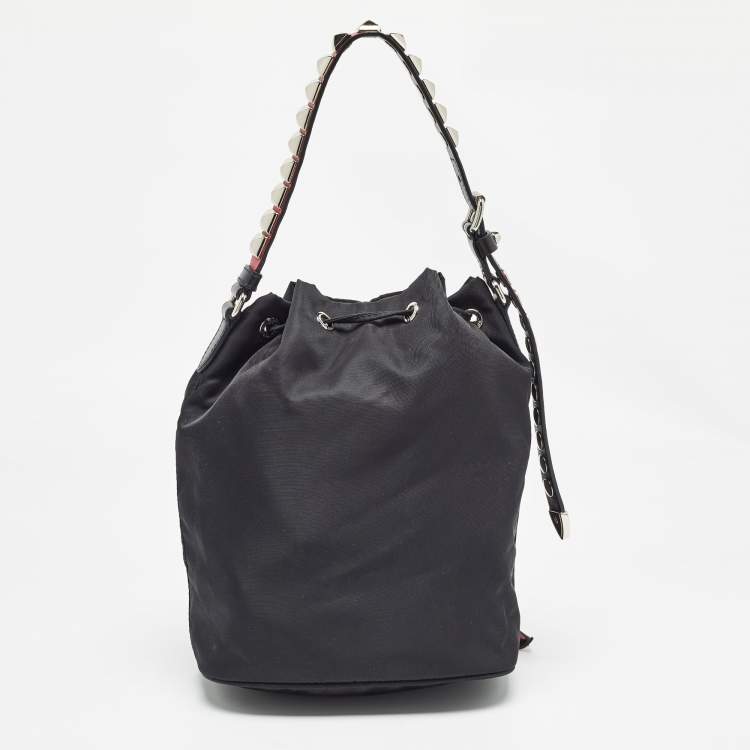 Pre Owned Prada Black Nylon Duet Drawstring Bucket Bag