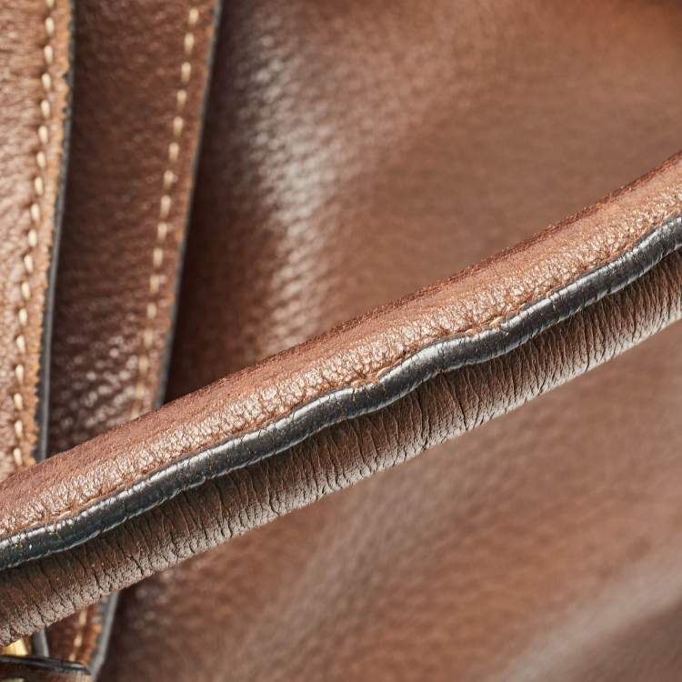 Pre Owned Prada Brown Cervo Leather Side Zip Hobo