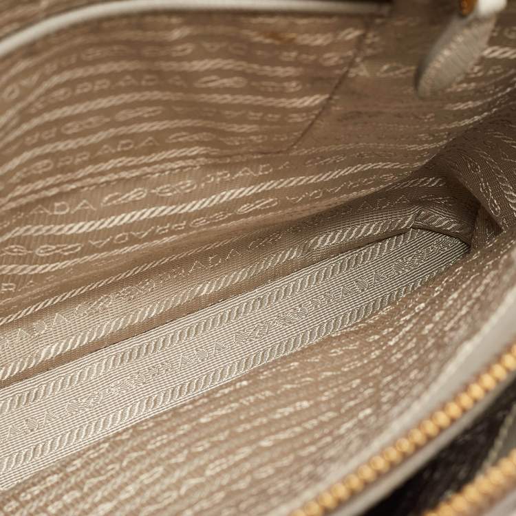 Pre Owned Prada Grey Saffiano Lux Leather Parabole Tote