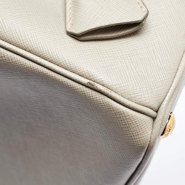 Pre Owned Prada Grey Saffiano Lux Leather Parabole Tote