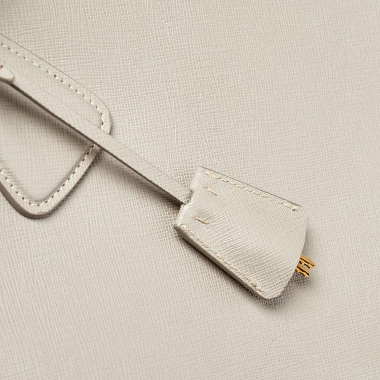 Pre Owned Prada Grey Saffiano Lux Leather Parabole Tote