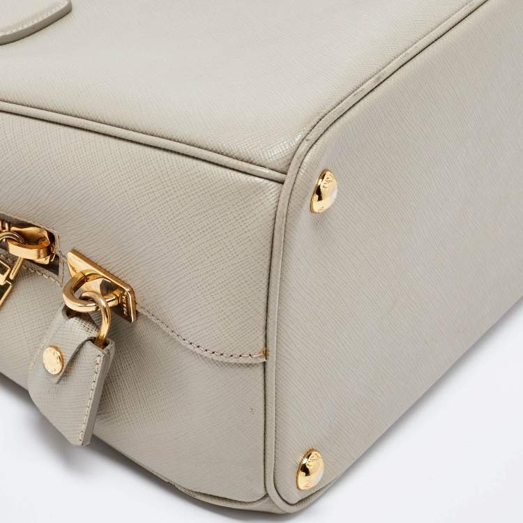 Pre Owned Prada Grey Saffiano Lux Leather Parabole Tote