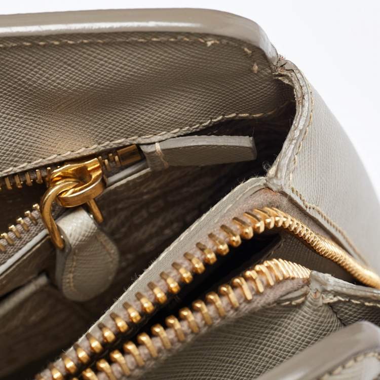 Pre Owned Prada Grey Saffiano Lux Leather Parabole Tote