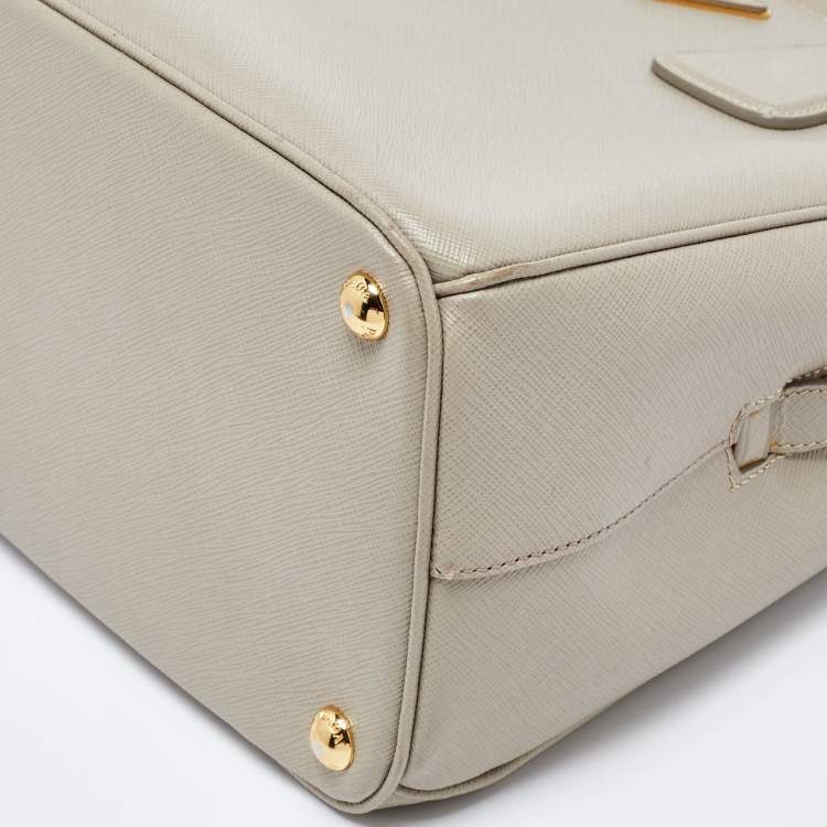 Pre Owned Prada Grey Saffiano Lux Leather Parabole Tote
