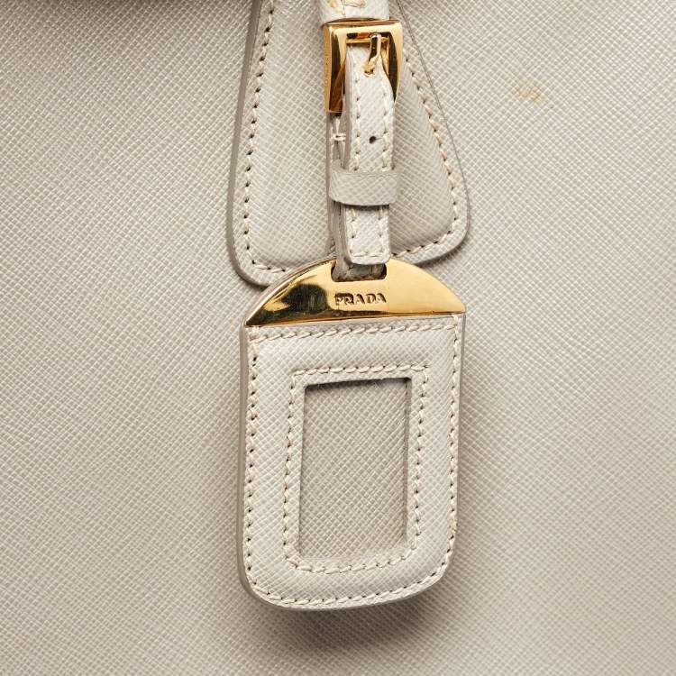 Pre Owned Prada Grey Saffiano Lux Leather Parabole Tote