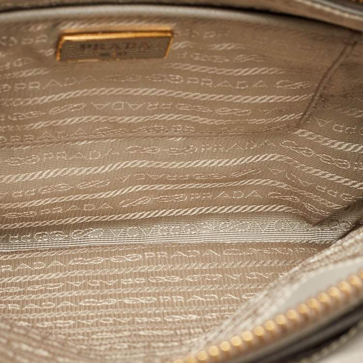 Pre Owned Prada Grey Saffiano Lux Leather Parabole Tote