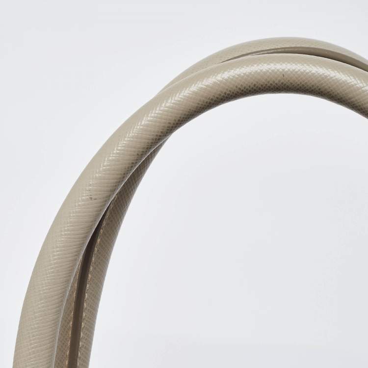 Pre Owned Prada Grey Saffiano Lux Leather Parabole Tote