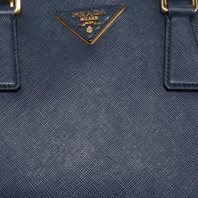 Pre Owned Prada Navy Blue Saffiano Lux Leather Medium Promenade Bag