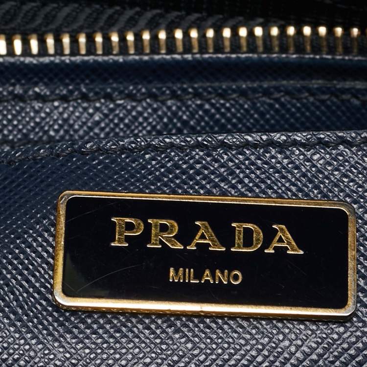 Pre Owned Prada Navy Blue Saffiano Lux Leather Medium Promenade Bag