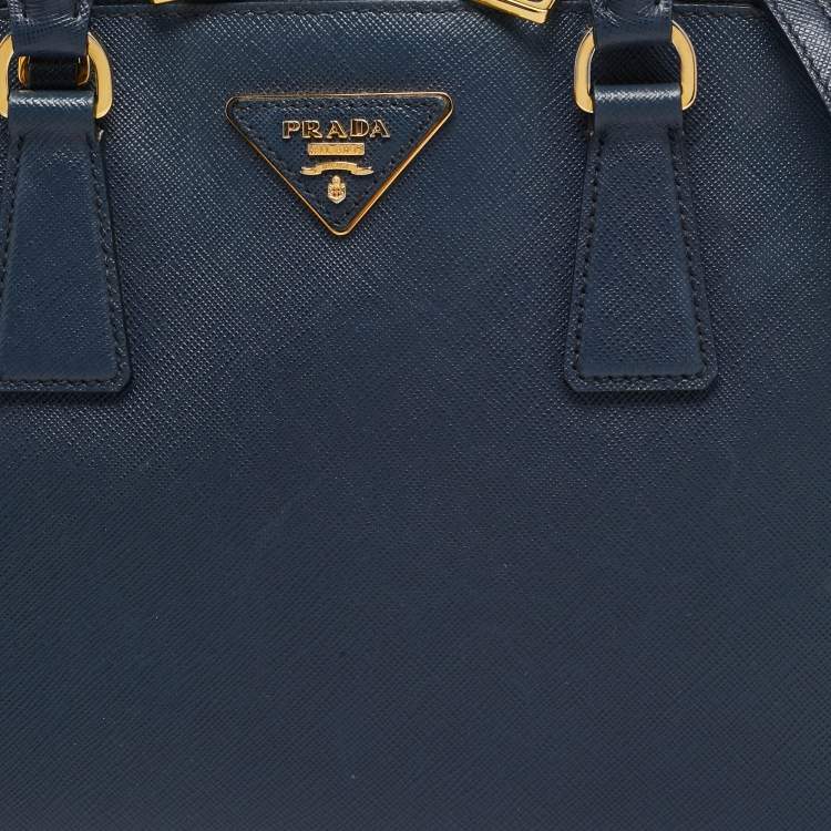 Pre Owned Prada Navy Blue Saffiano Lux Leather Medium Promenade Bag