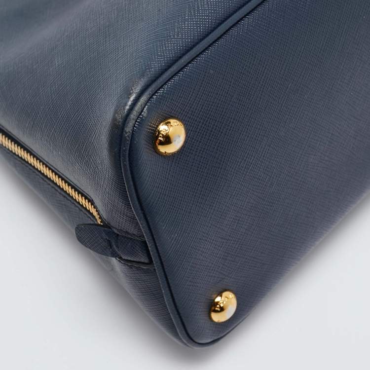 Pre Owned Prada Navy Blue Saffiano Lux Leather Medium Promenade Bag