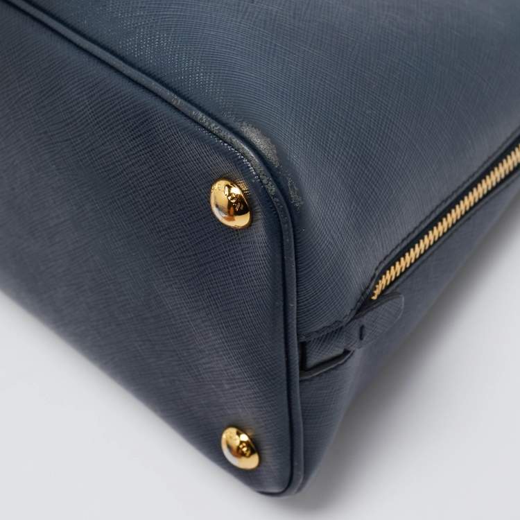 Pre Owned Prada Navy Blue Saffiano Lux Leather Medium Promenade Bag