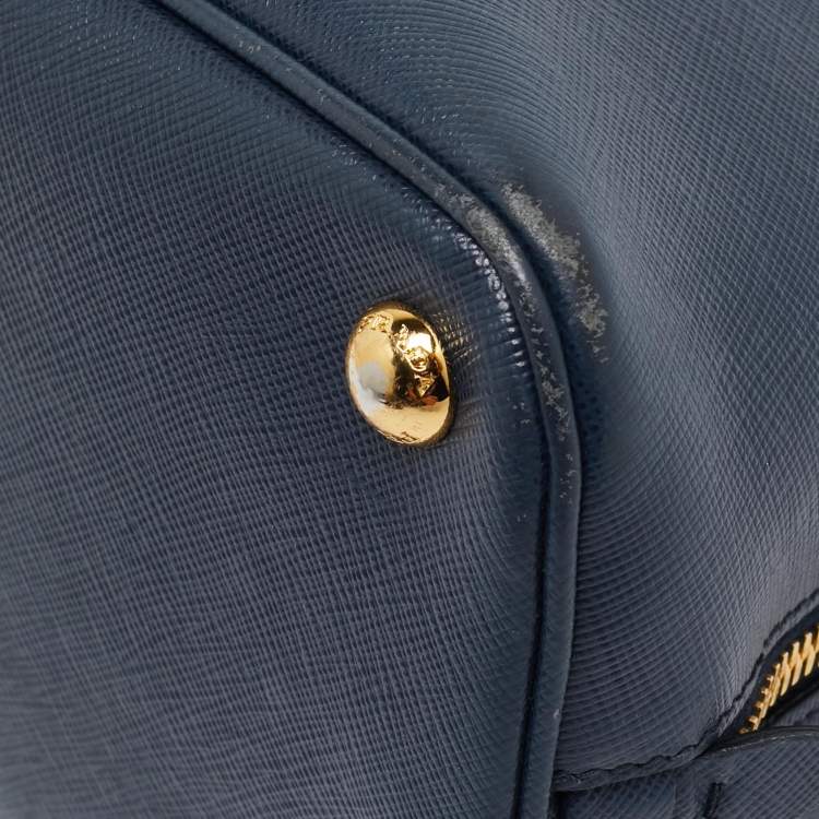 Pre Owned Prada Navy Blue Saffiano Lux Leather Medium Promenade Bag
