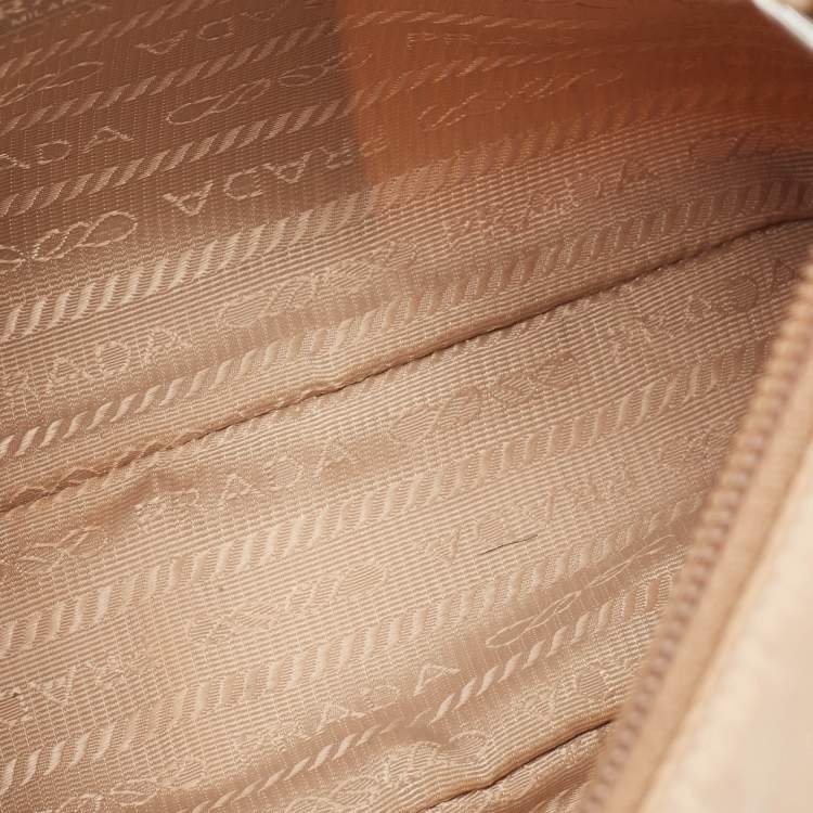 Pre Owned Prada Beige Tessuto Nylon Re-Edition 2000 Baguette Bag