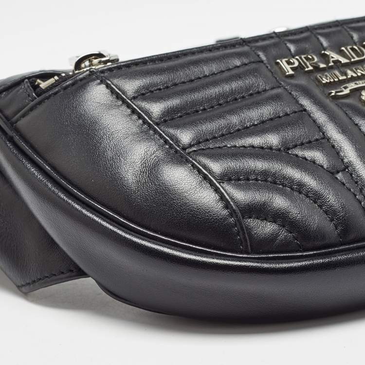 Pre Owned Prada Black Diagramme Leather Belt Bag