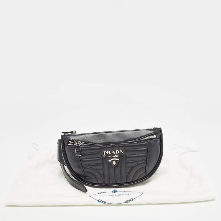 Pre Owned Prada Black Diagramme Leather Belt Bag