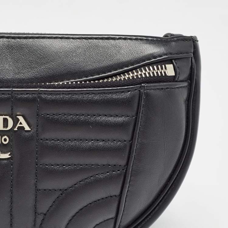 Pre Owned Prada Black Diagramme Leather Belt Bag