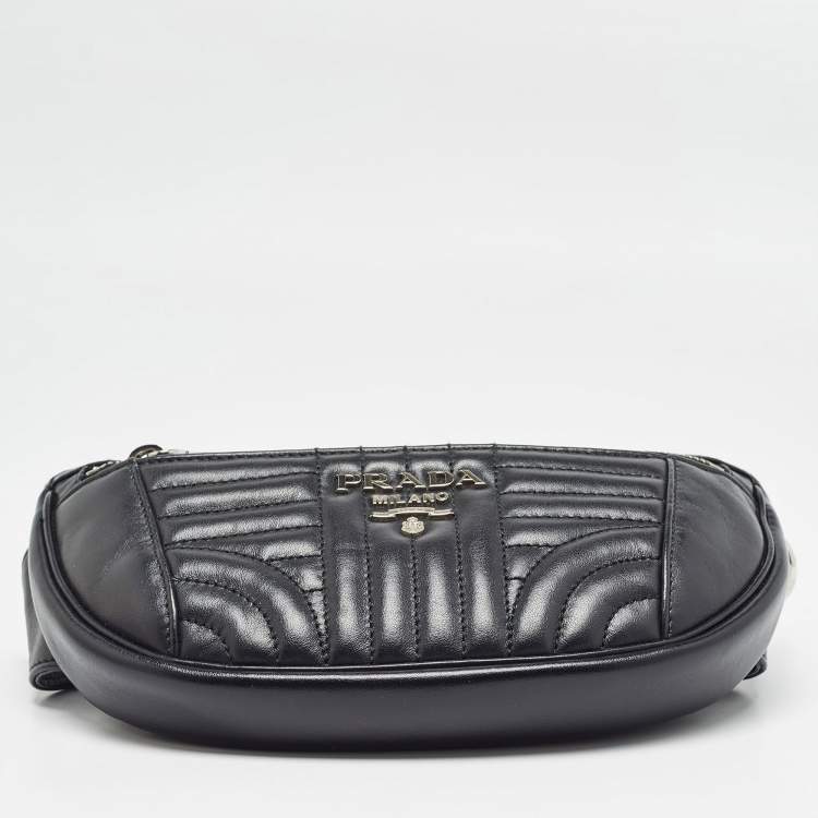 Pre Owned Prada Black Diagramme Leather Belt Bag