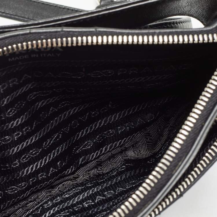 Pre Owned Prada Black Diagramme Leather Belt Bag