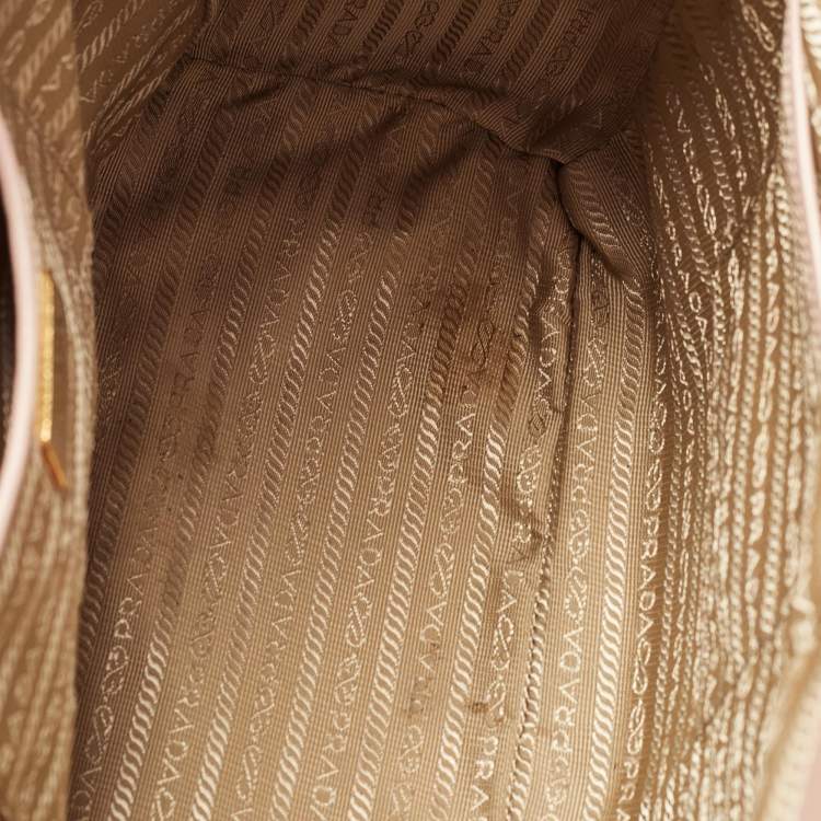 Pre Owned Prada Beige Saffiano Lux Leather Large Double Zip Tote