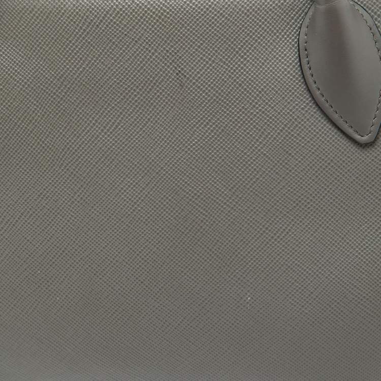 Pre Owned Prada Grey Saffiano Cuir Leather Monochrome Tote