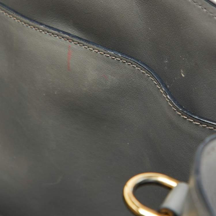 Pre Owned Prada Grey Saffiano Cuir Leather Monochrome Tote