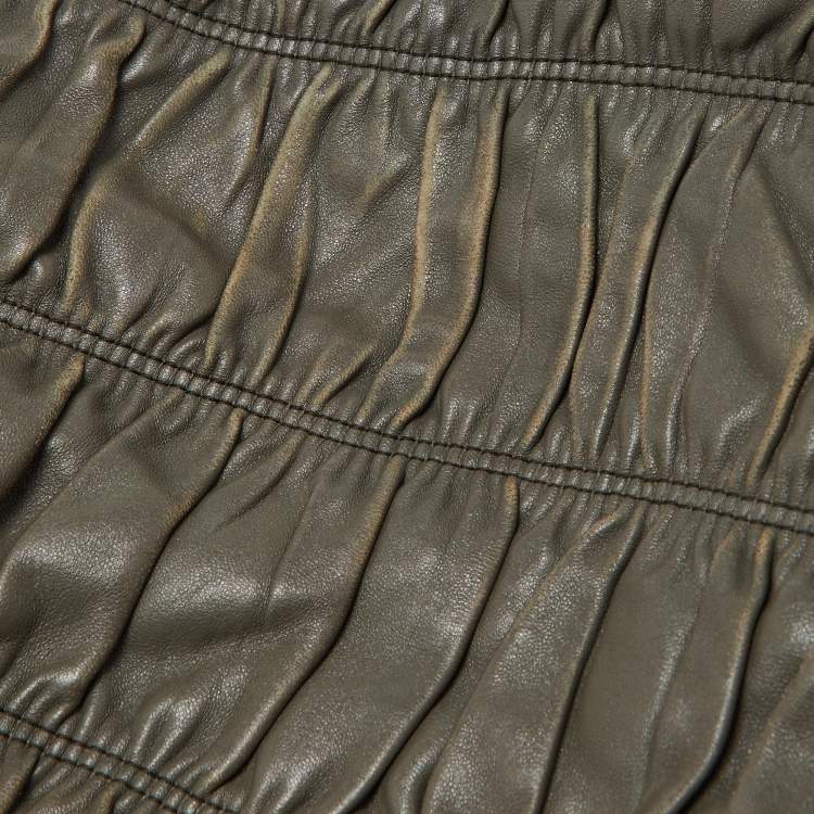 Pre Owned Prada Grey Gaufre Leather Hobo