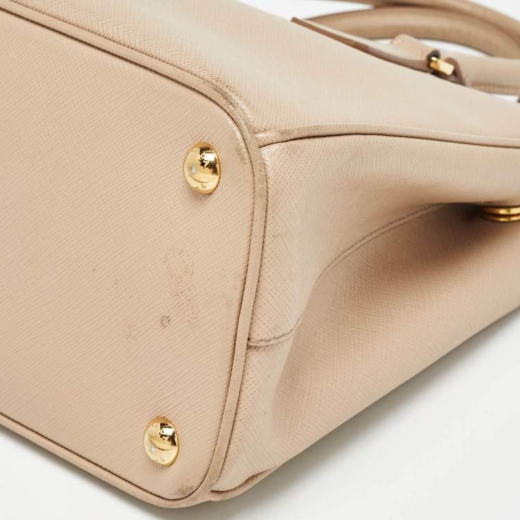Pre Owned Prada Beige Saffiano Lux Leather Small Galleria Tote