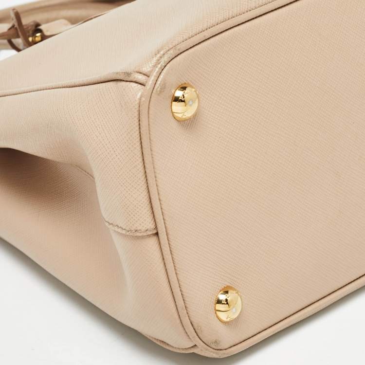 Pre Owned Prada Beige Saffiano Lux Leather Small Galleria Tote